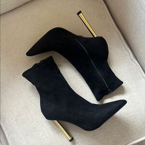 Black and Gold Heeled Booties